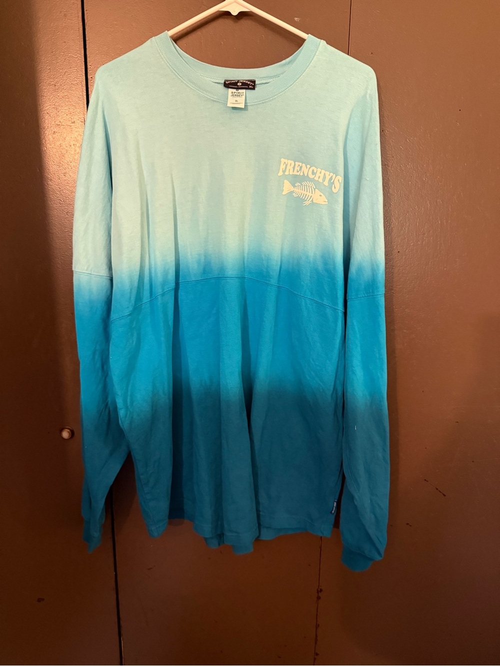 Frenchy's Ombre Aqua-to-Turquoise Long Sleeve Crewneck Shirt